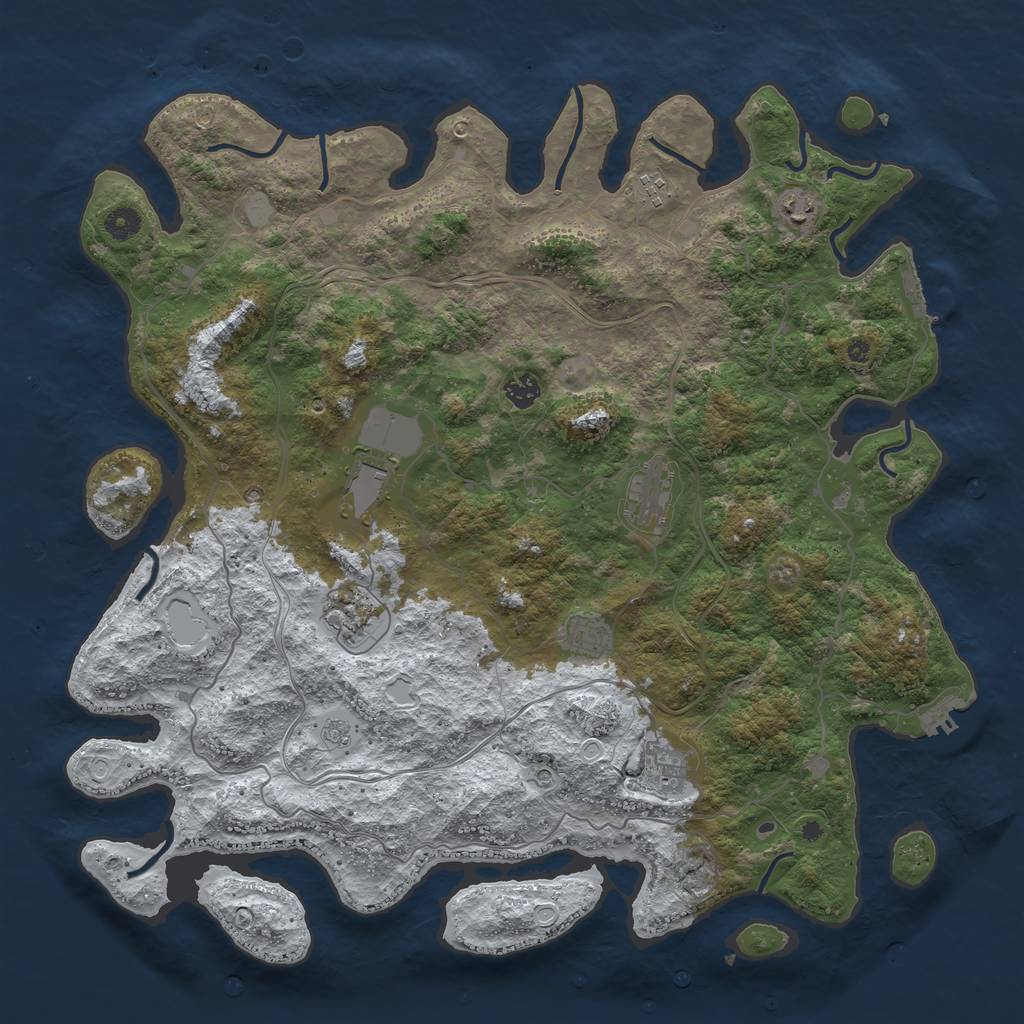 Rust Map: Procedural Map, Size: 4500, Seed: 999867339, 17 Monuments