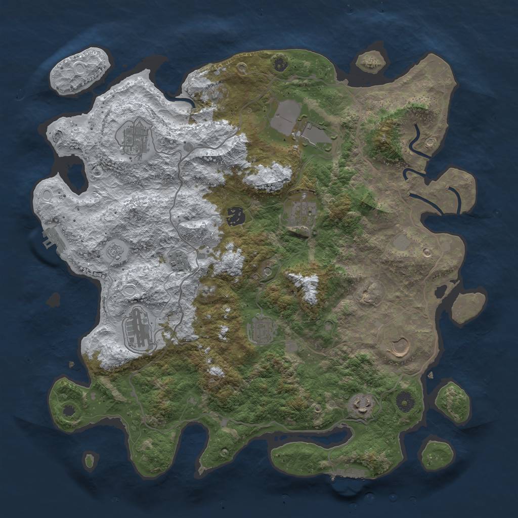 Rust Map: Procedural Map, Size: 4000, Seed: 21419824, 18 Monuments
