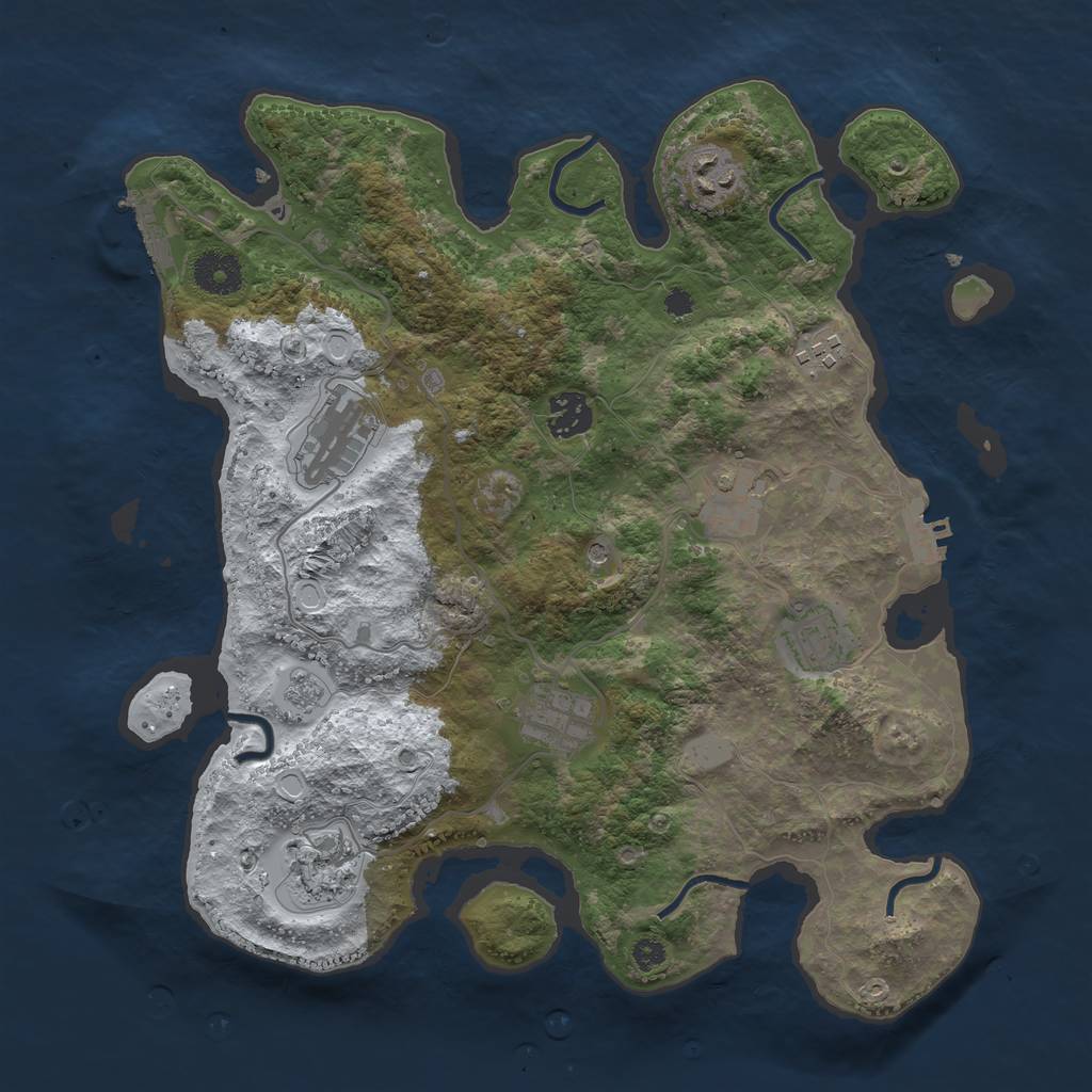 Rust Map: Procedural Map, Size: 3498, Seed: 100, 17 Monuments