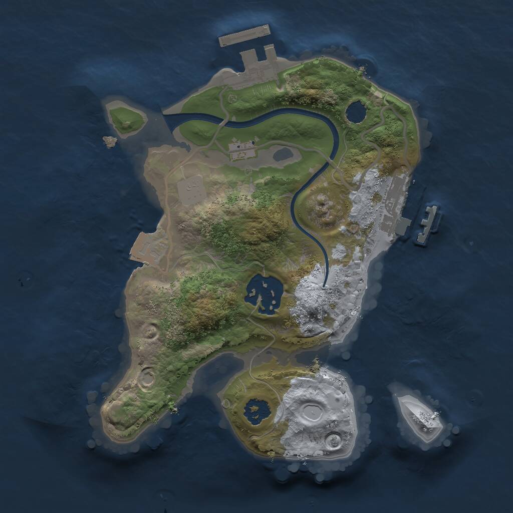 Rust Map: Procedural Map, Size: 2000, Seed: 1230, 4 Monuments