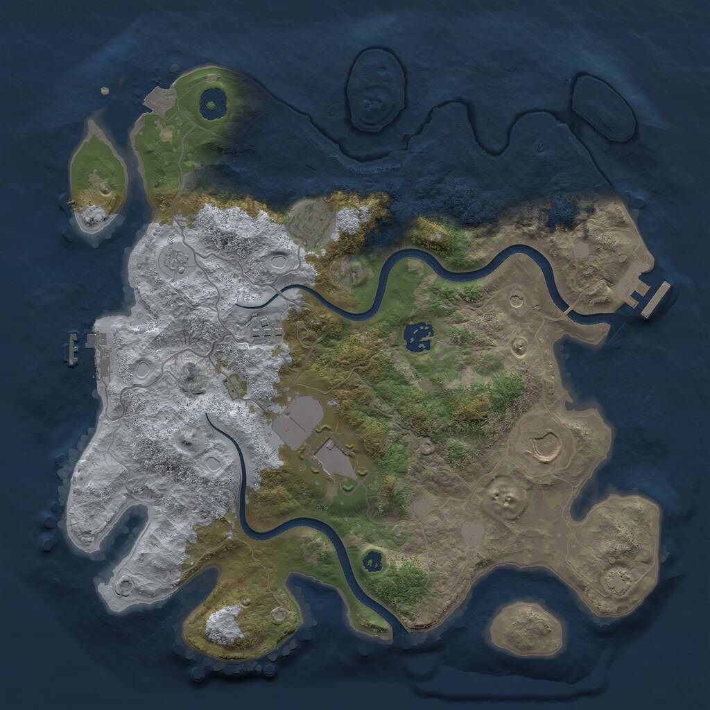Rust Map: Procedural Map, Size: 3500, Seed: 1001593332, 11 Monuments