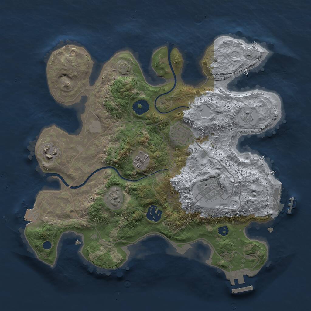 Rust Map: Procedural Map, Size: 3000, Seed: 2134342746, 10 Monuments