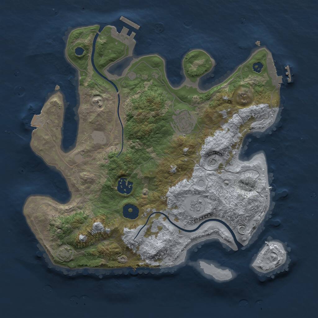 Rust Map: Procedural Map, Size: 3000, Seed: 55148, 8 Monuments