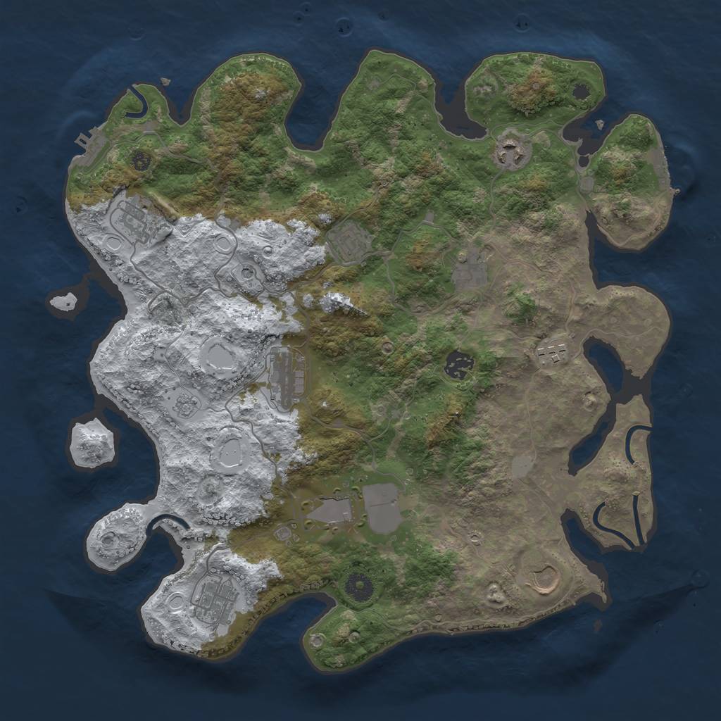 Rust Map: Procedural Map, Size: 3800, Seed: 1255555, 19 Monuments