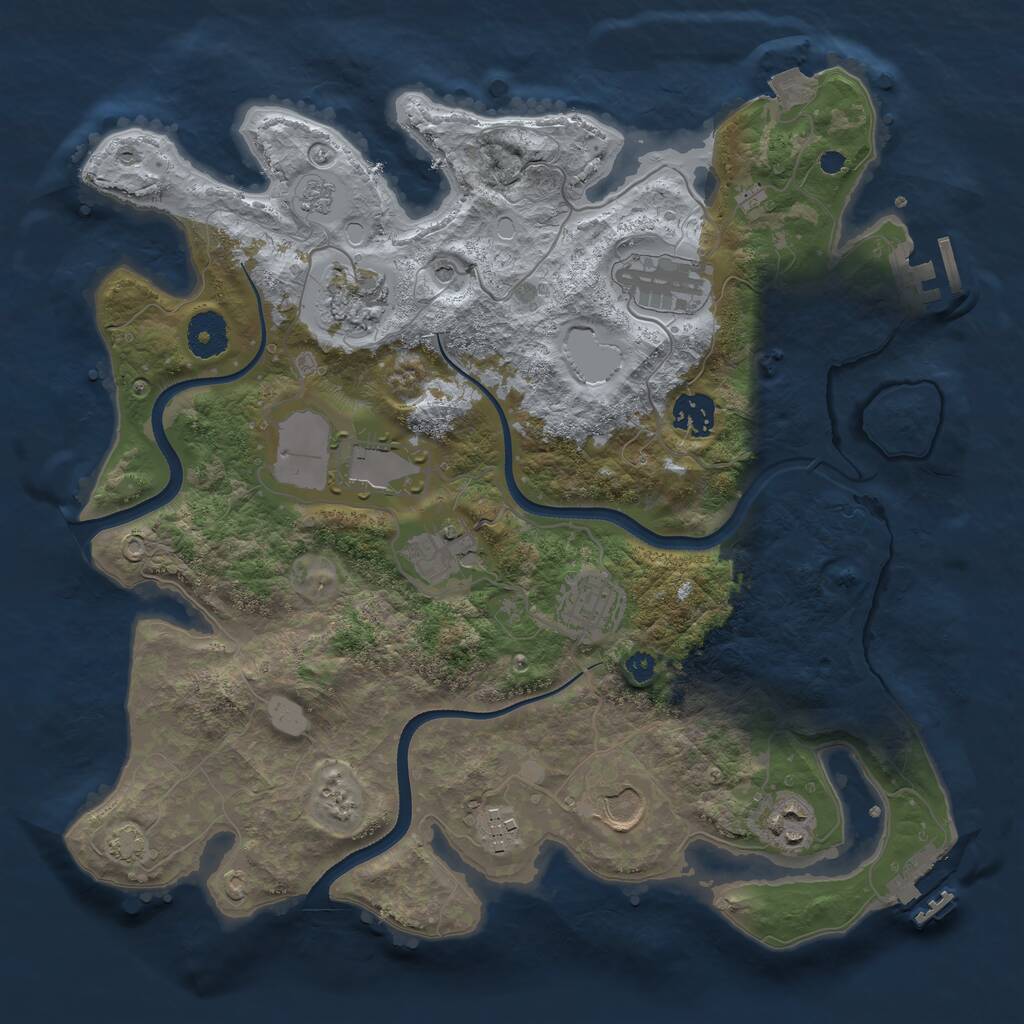 Rust Map: Procedural Map, Size: 3500, Seed: 989532520, 15 Monuments