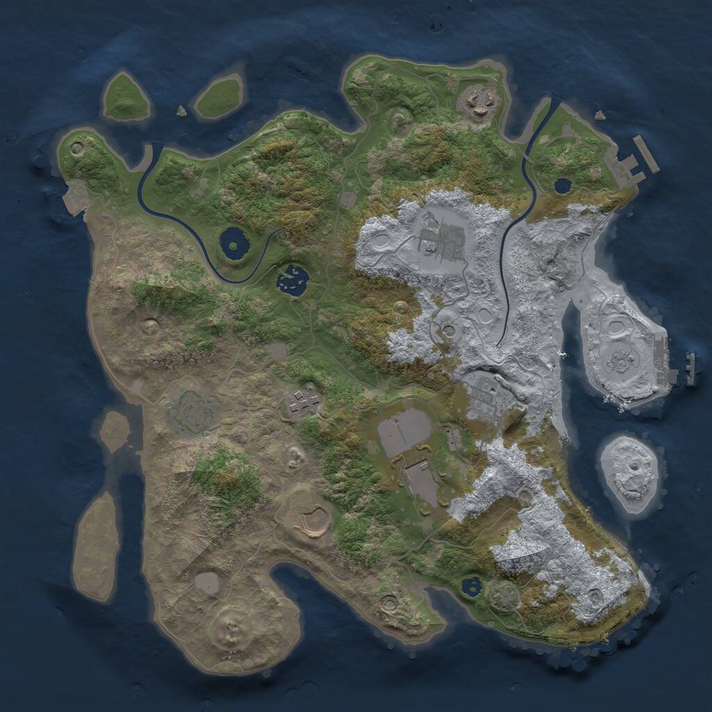 Rust Map: Procedural Map, Size: 3500, Seed: 815922451, 14 Monuments