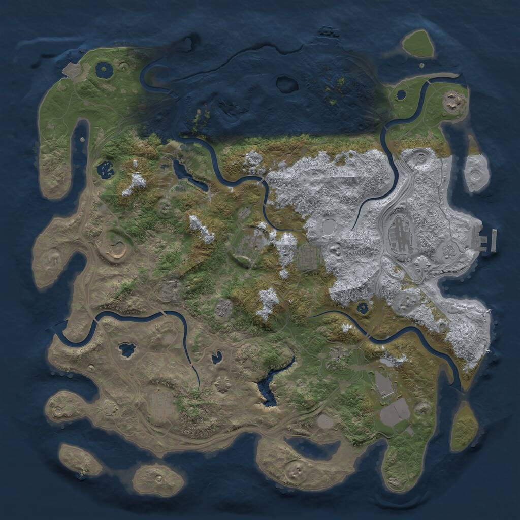 Rust Map: Procedural Map, Size: 4500, Seed: 21651, 16 Monuments