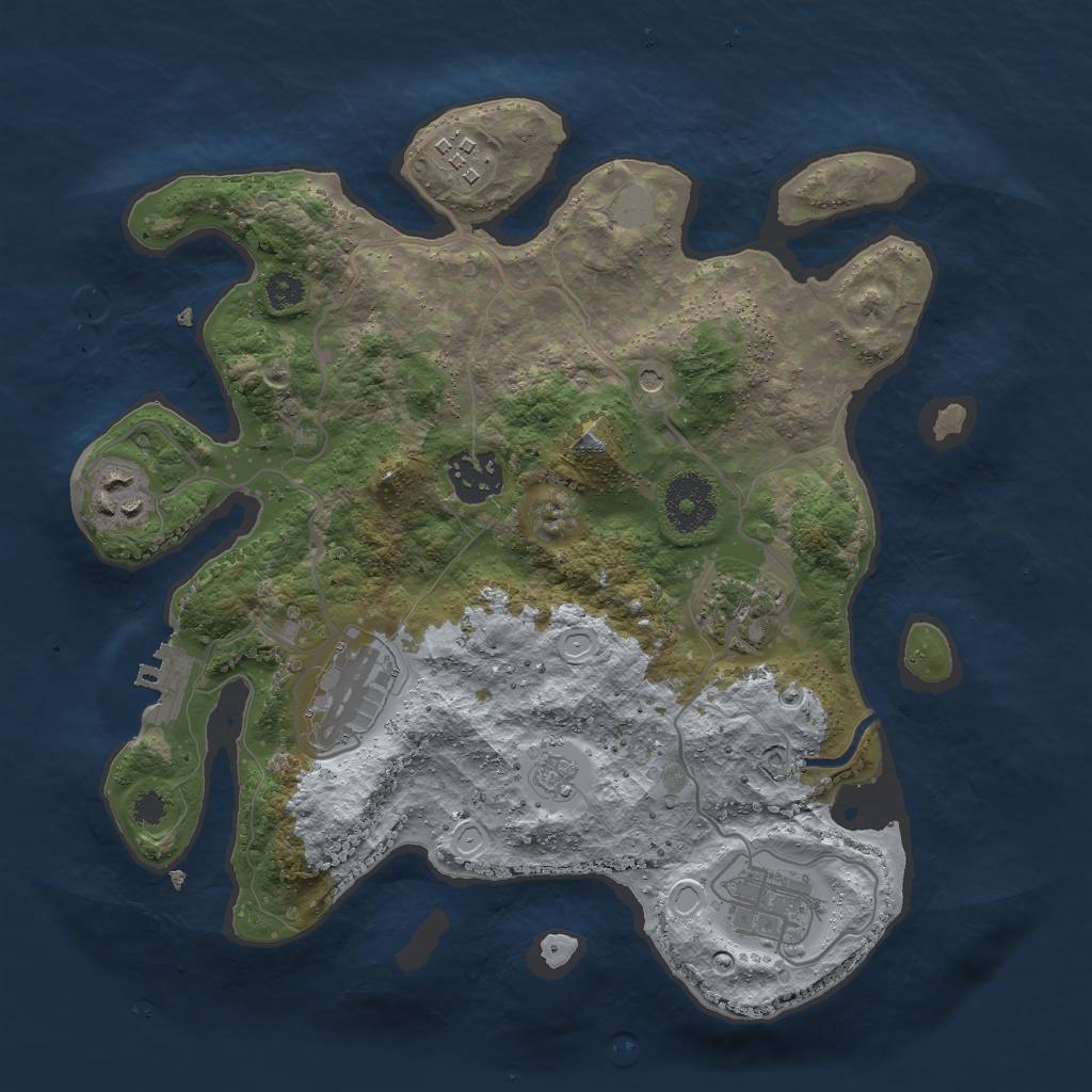 Rust Map: Procedural Map, Size: 3000, Seed: 350863113, 14 Monuments