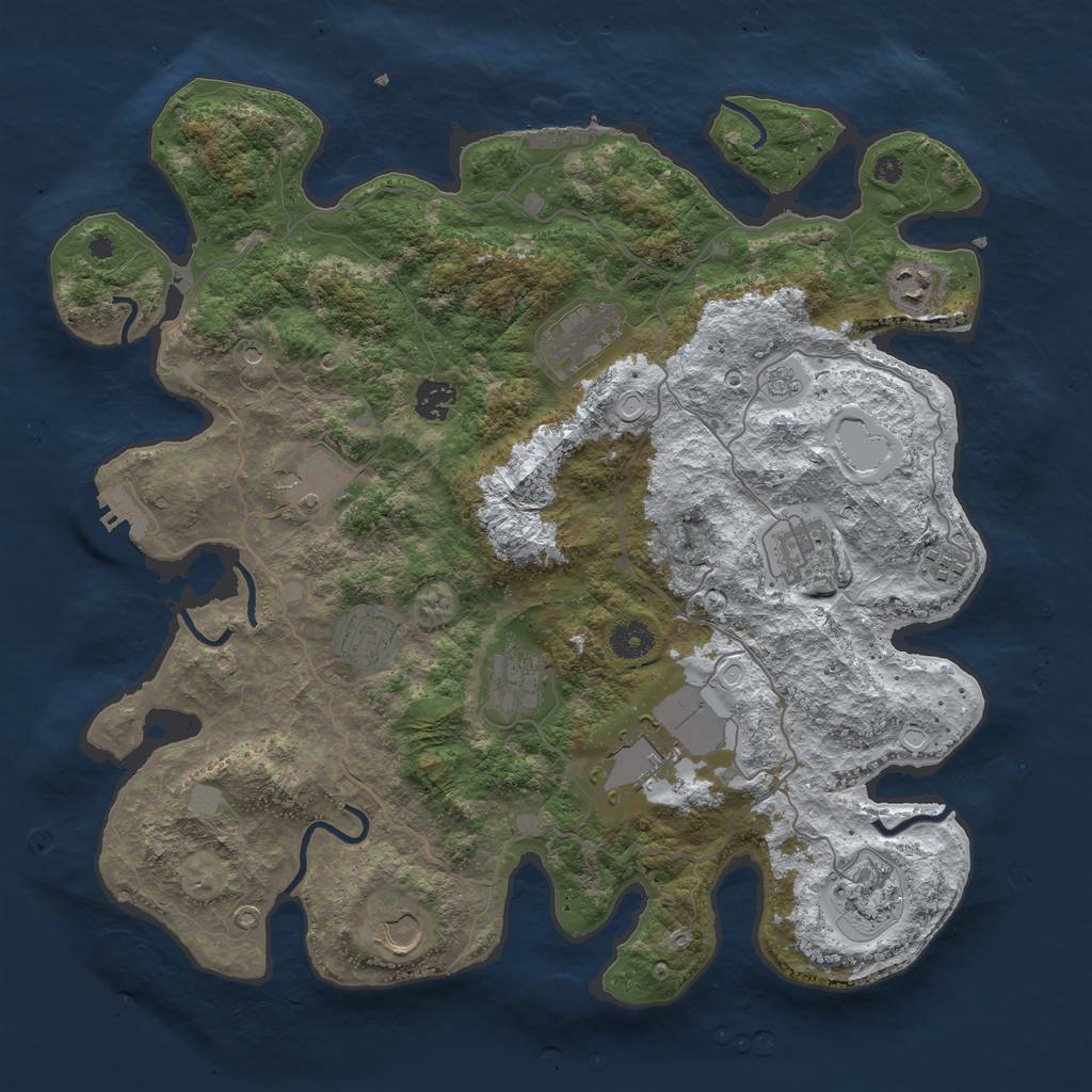 Rust Map: Procedural Map, Size: 4000, Seed: 334642590, 20 Monuments