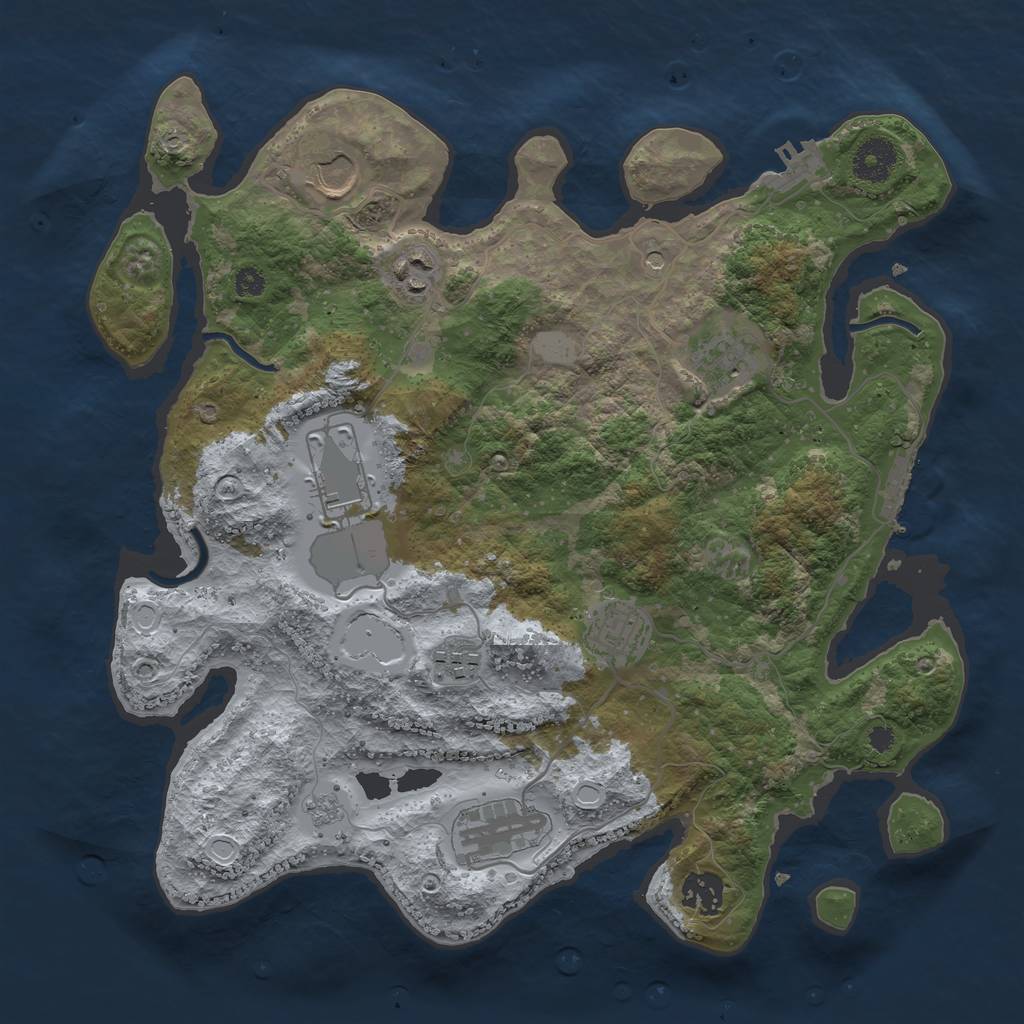 Rust Map: Procedural Map, Size: 3500, Seed: 583170839, 17 Monuments