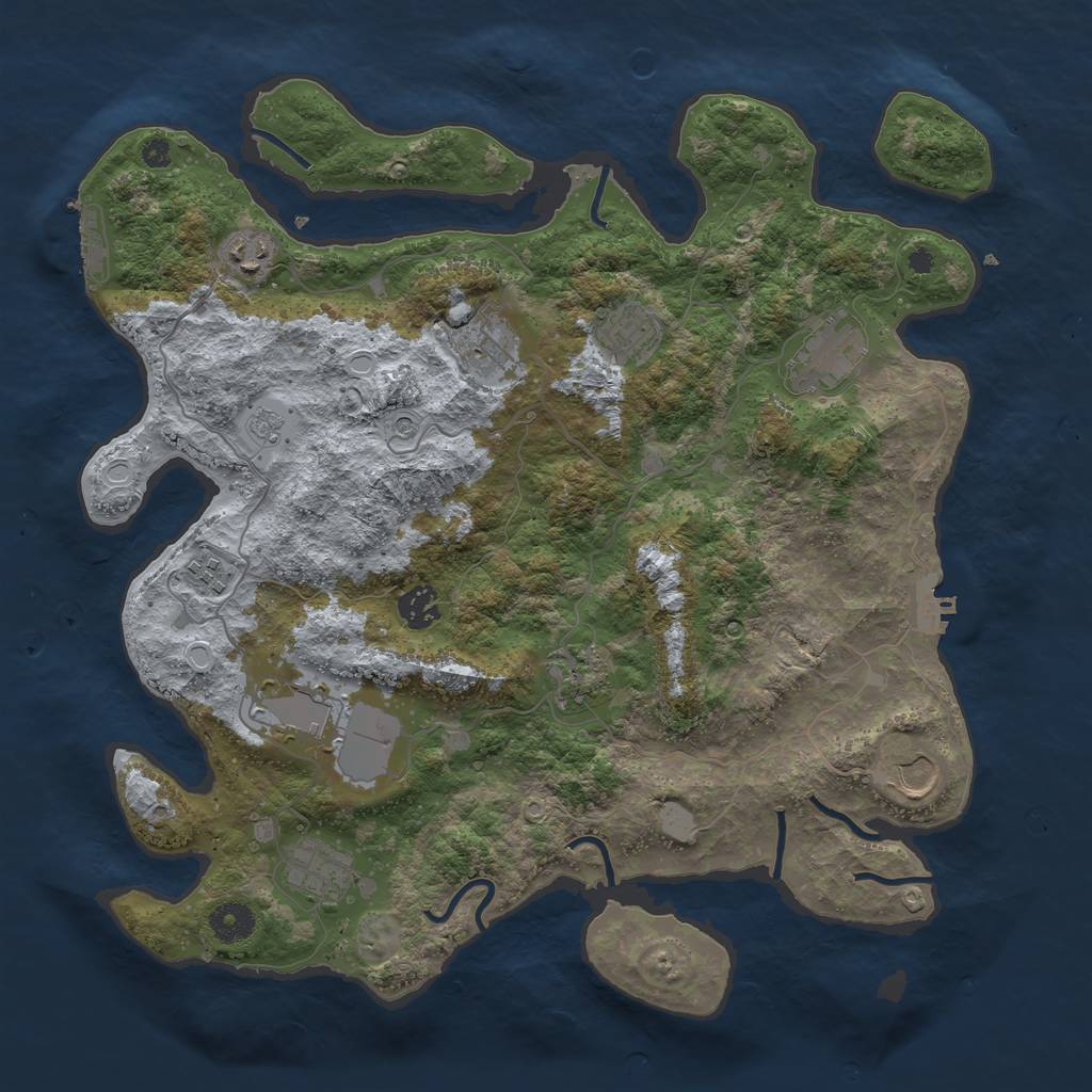 Rust Map: Procedural Map, Size: 3850, Seed: 1994078339, 19 Monuments