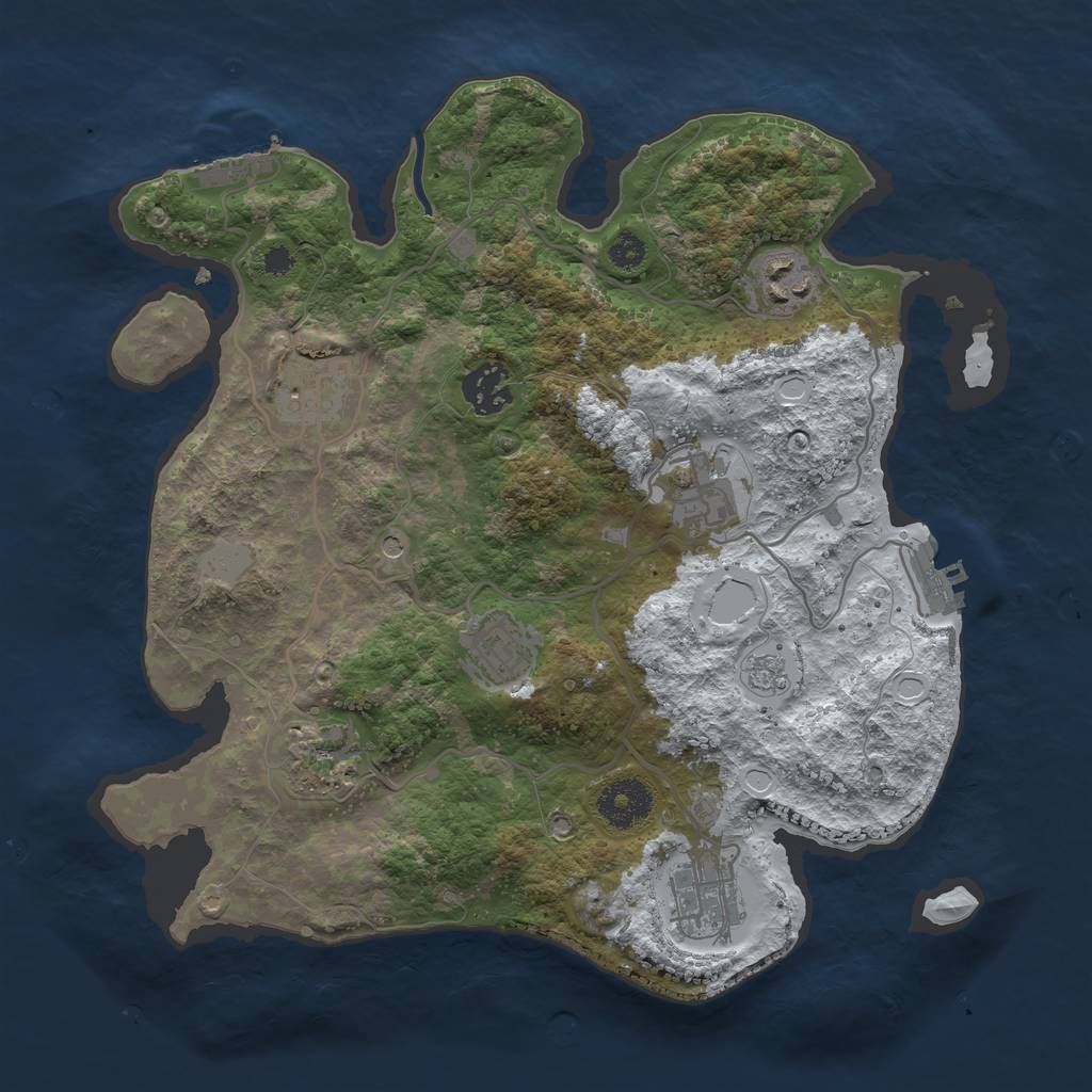 Rust Map: Procedural Map, Size: 3193, Seed: 3227, 16 Monuments