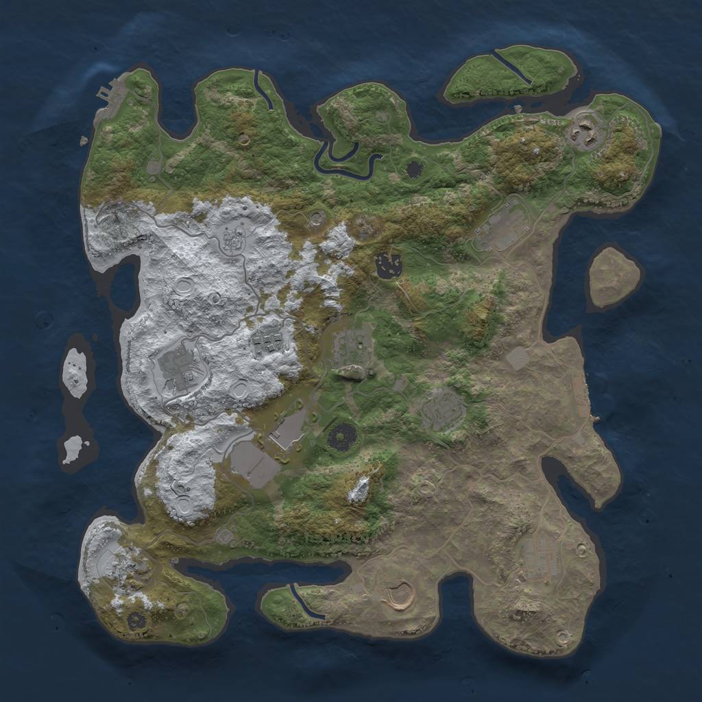 Rust Map: Procedural Map, Size: 3750, Seed: 1209792926, 20 Monuments