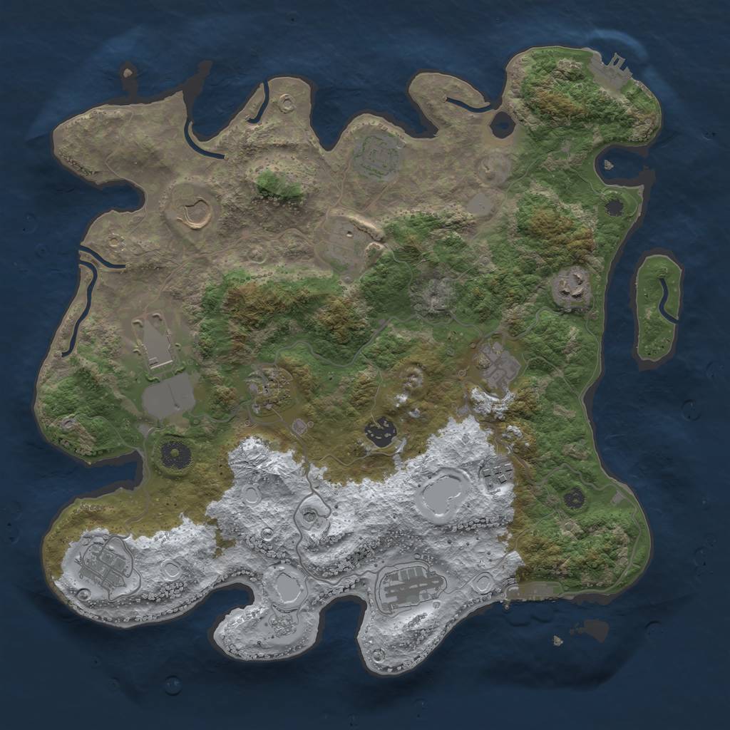 Rust Map: Procedural Map, Size: 3700, Seed: 705264553, 20 Monuments