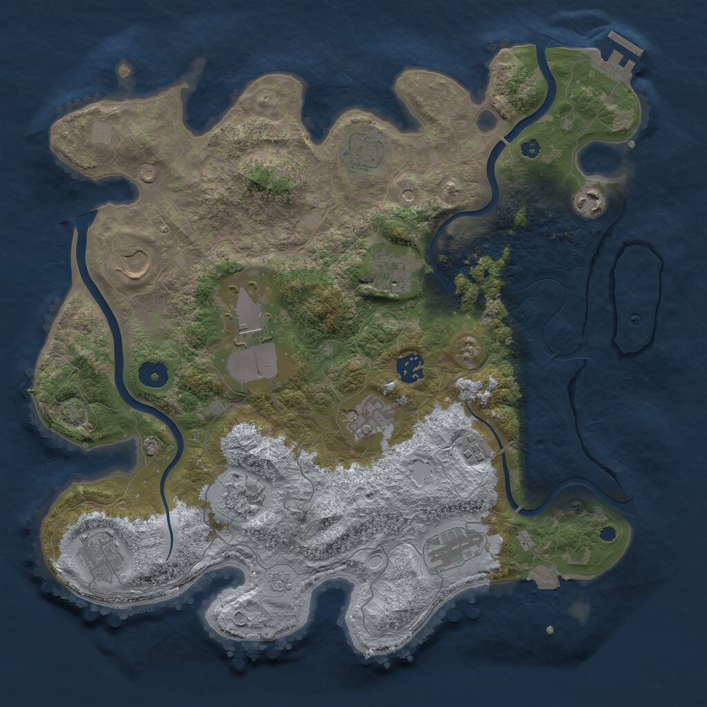 Rust Map: Procedural Map, Size: 3700, Seed: 705264553, 16 Monuments