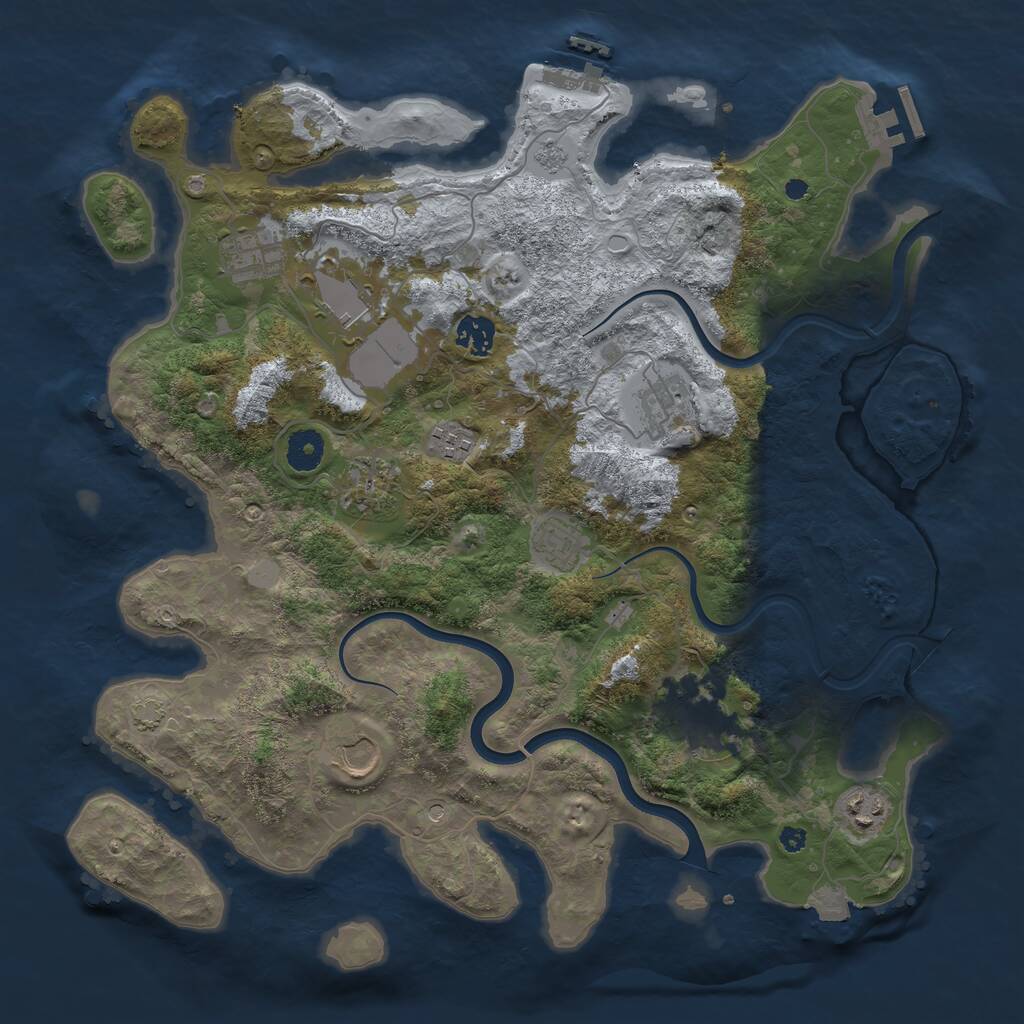 Rust Map: Procedural Map, Size: 3850, Seed: 1615273770, 16 Monuments