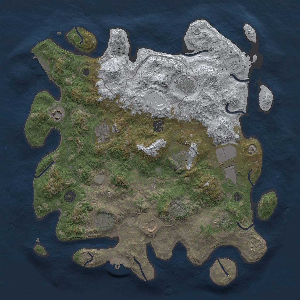 Rust Map: Procedural Map, Size: 3800, Seed: 1445712379, 19 Monuments