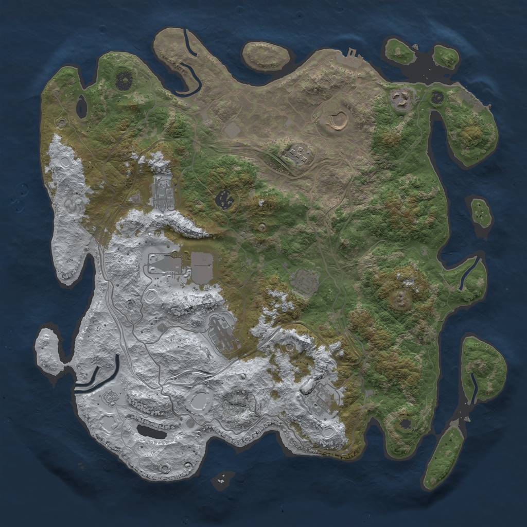 Rust Map: Procedural Map, Size: 4250, Seed: 627843804, 18 Monuments