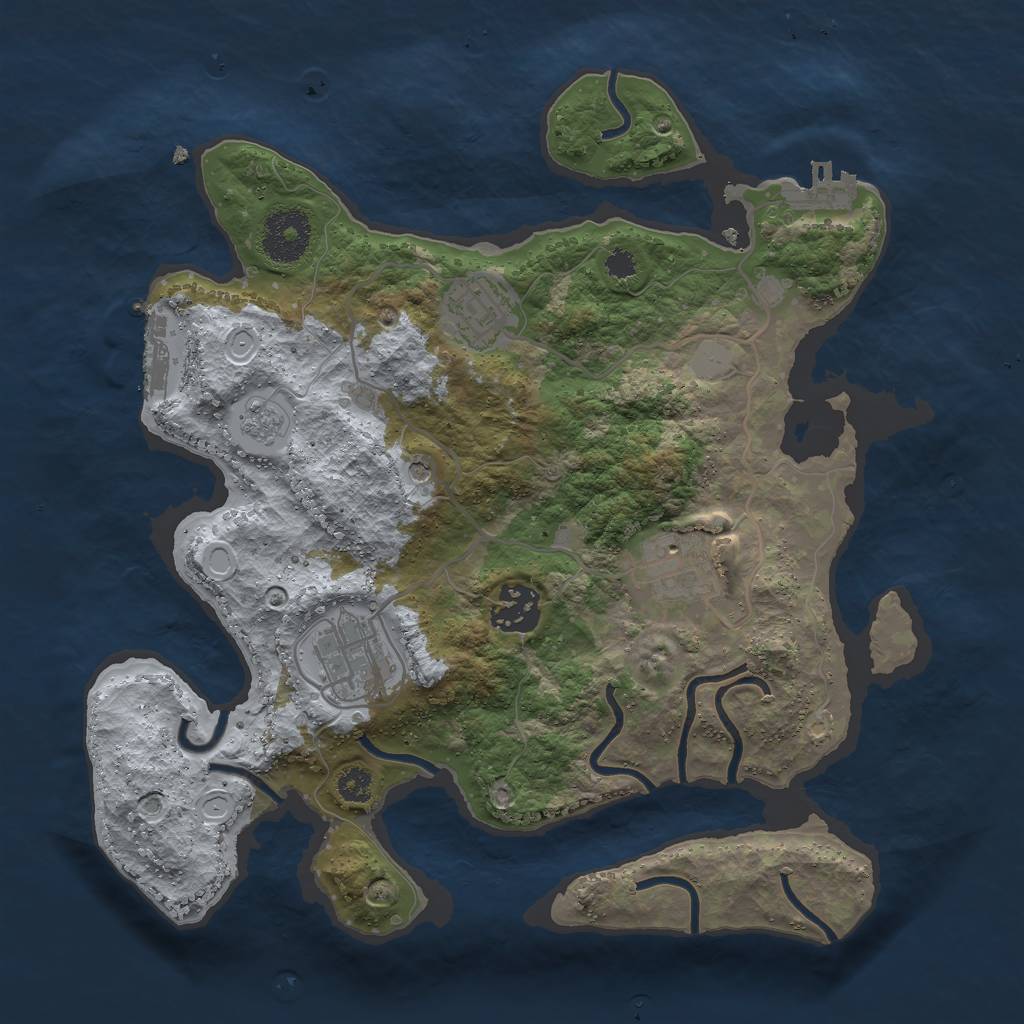 Rust Map: Procedural Map, Size: 3000, Seed: 300040, 13 Monuments