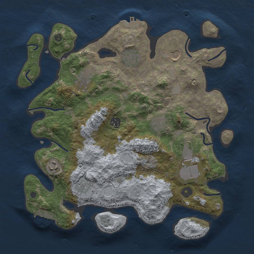 Rust Map: Procedural Map, Size: 3500, Seed: 559032639, 16 Monuments