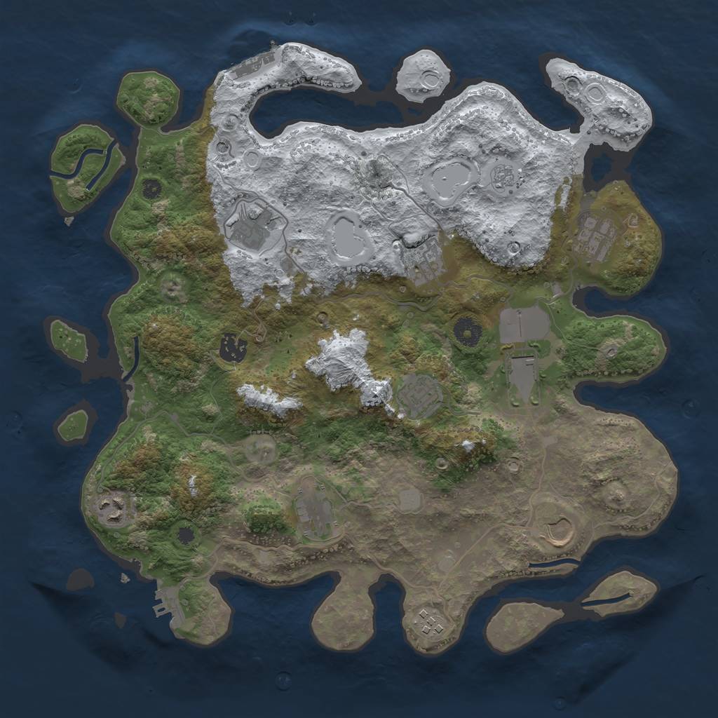 Rust Map: Procedural Map, Size: 3750, Seed: 53461267, 19 Monuments