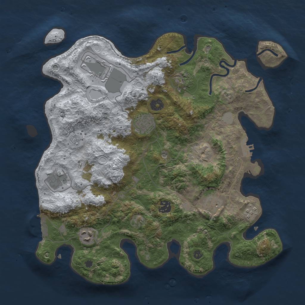Rust Map: Procedural Map, Size: 3500, Seed: 1997180015, 17 Monuments