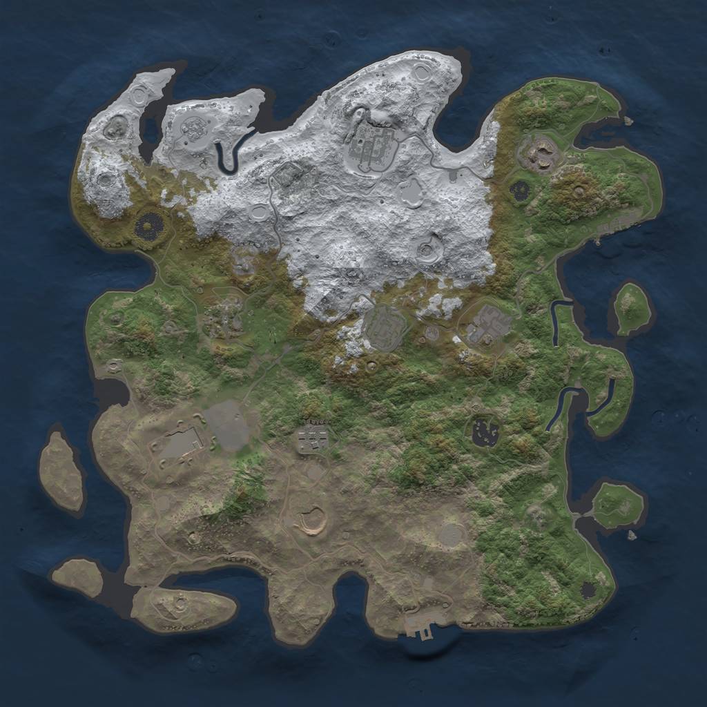 Rust Map: Procedural Map, Size: 3750, Seed: 68311797, 18 Monuments