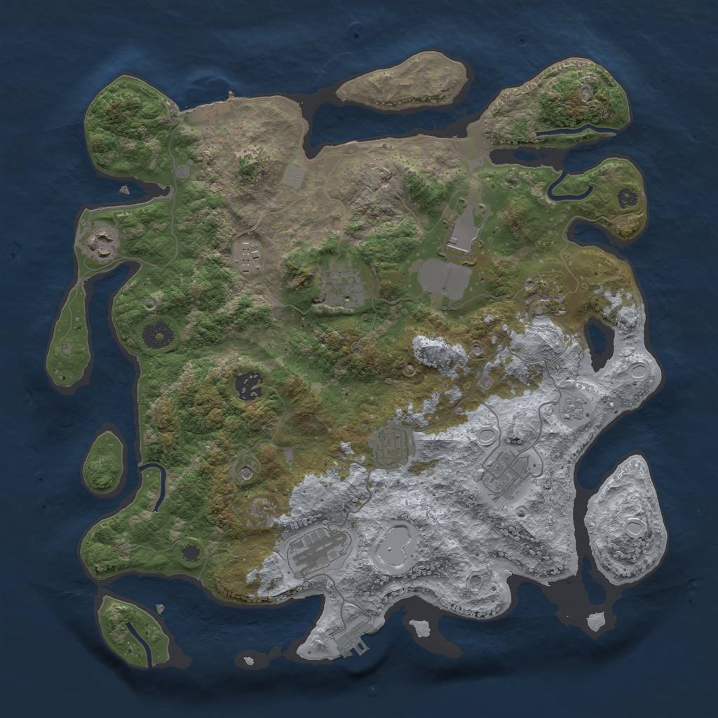 Rust Map: Procedural Map, Size: 3700, Seed: 159050342, 16 Monuments
