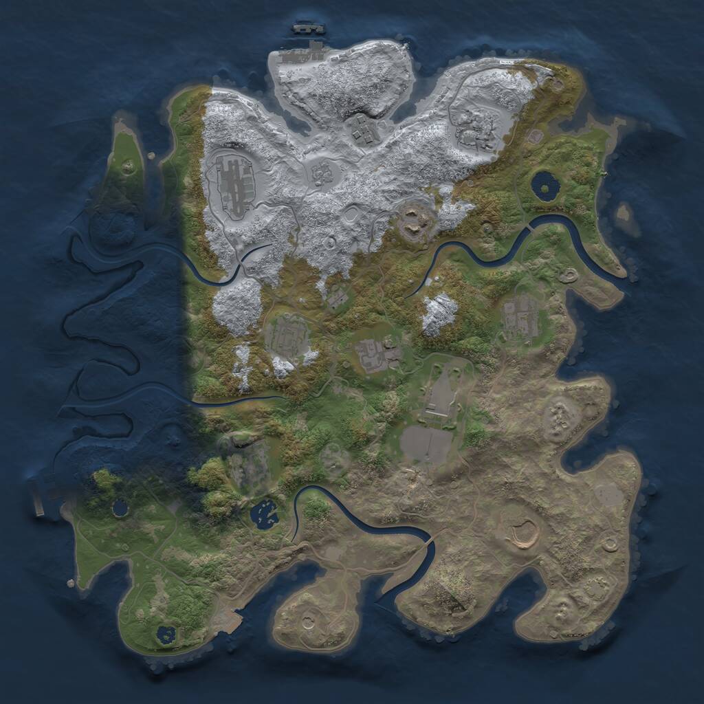 Rust Map: Procedural Map, Size: 3700, Seed: 1134209335, 17 Monuments