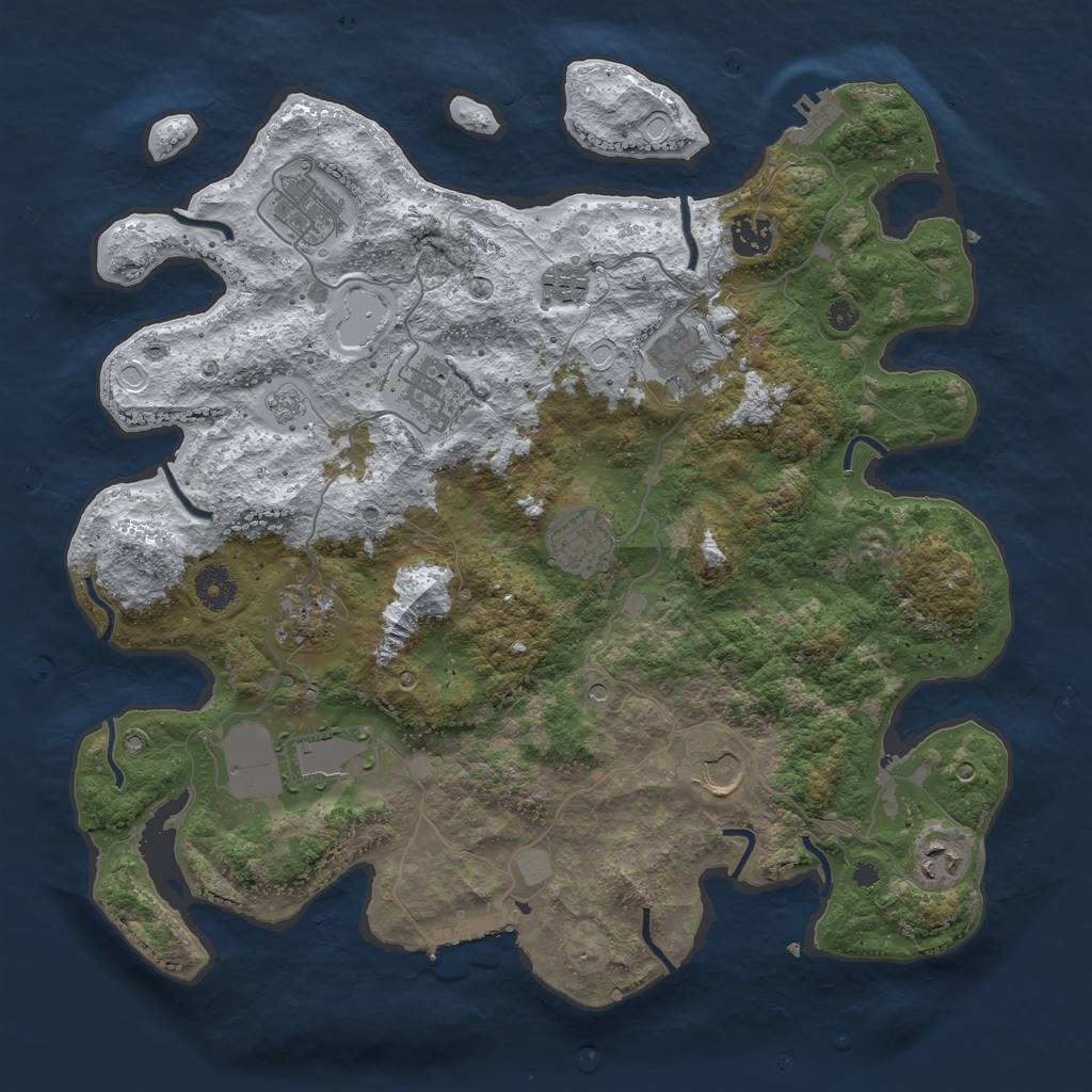 Rust Map: Procedural Map, Size: 3800, Seed: 1789553, 19 Monuments