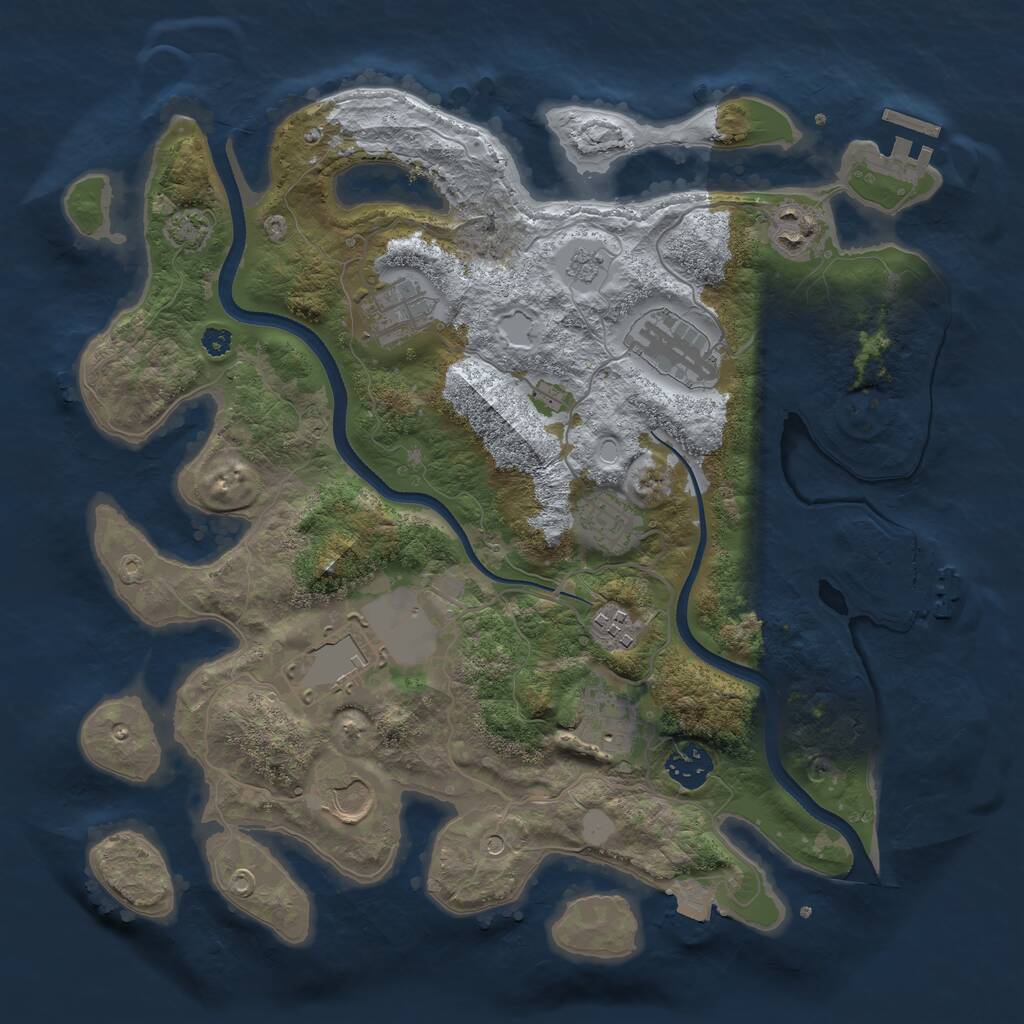 Rust Map: Procedural Map, Size: 3500, Seed: 17694, 15 Monuments