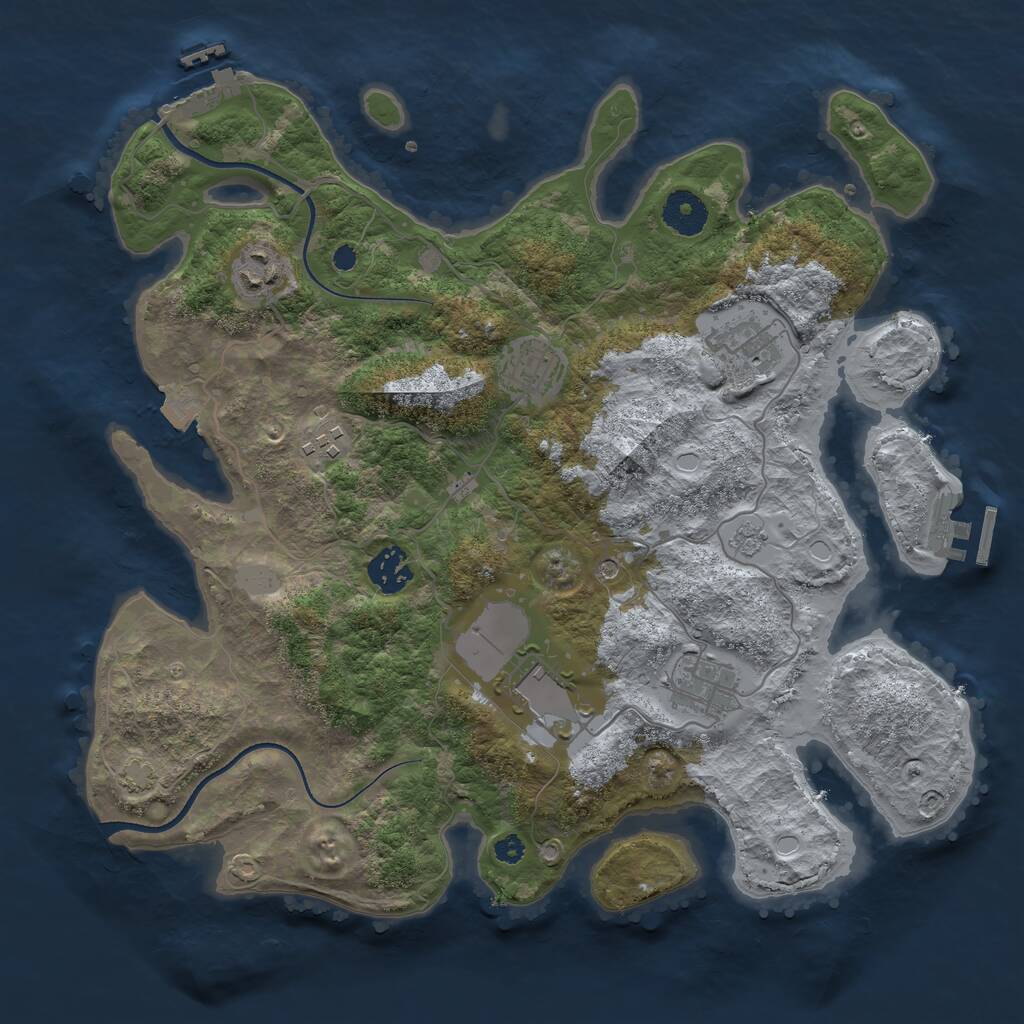 Rust Map: Procedural Map, Size: 3500, Seed: 1881651751, 13 Monuments