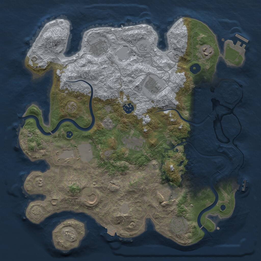 Rust Map: Procedural Map, Size: 3750, Seed: 393685009, 16 Monuments