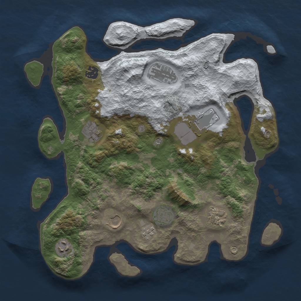 Rust Map: Barren, Size: 3500, Seed: 634456, 12 Monuments