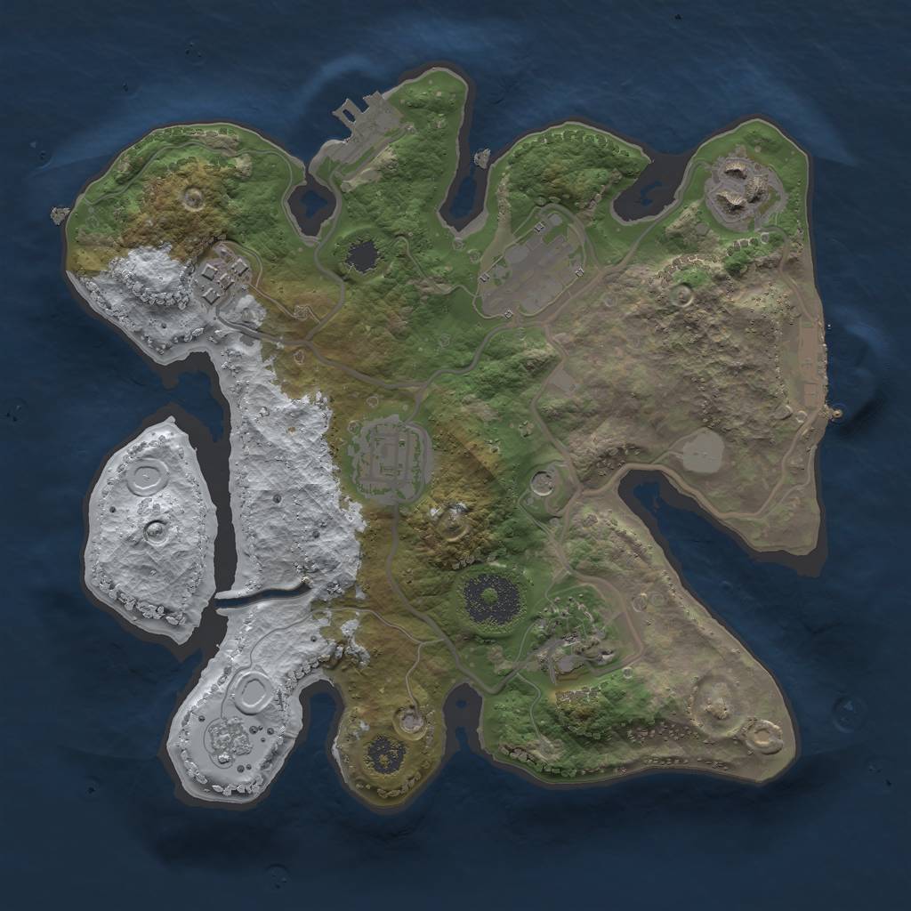 Rust Map: Procedural Map, Size: 2500, Seed: 94657945, 14 Monuments