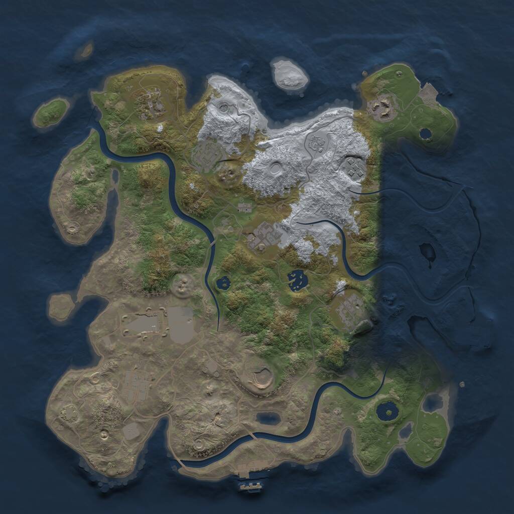 Rust Map: Procedural Map, Size: 3700, Seed: 1338977518, 16 Monuments