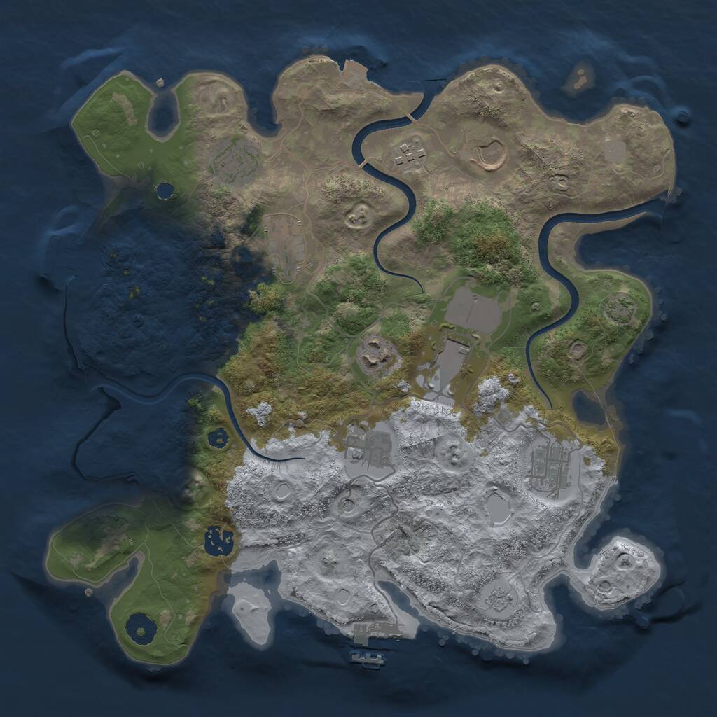 Rust Map: Procedural Map, Size: 3500, Seed: 461418189, 15 Monuments