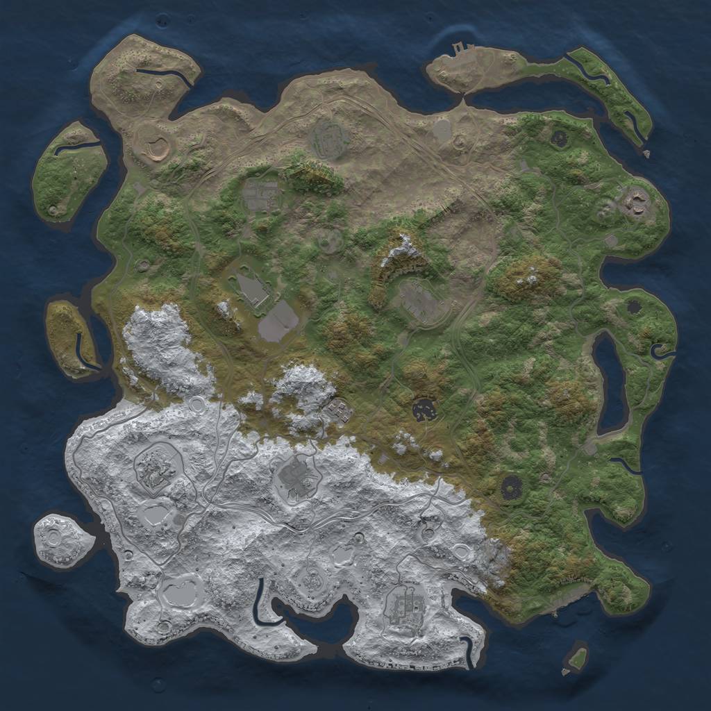 Rust Map: Procedural Map, Size: 4500, Seed: 650056465, 20 Monuments
