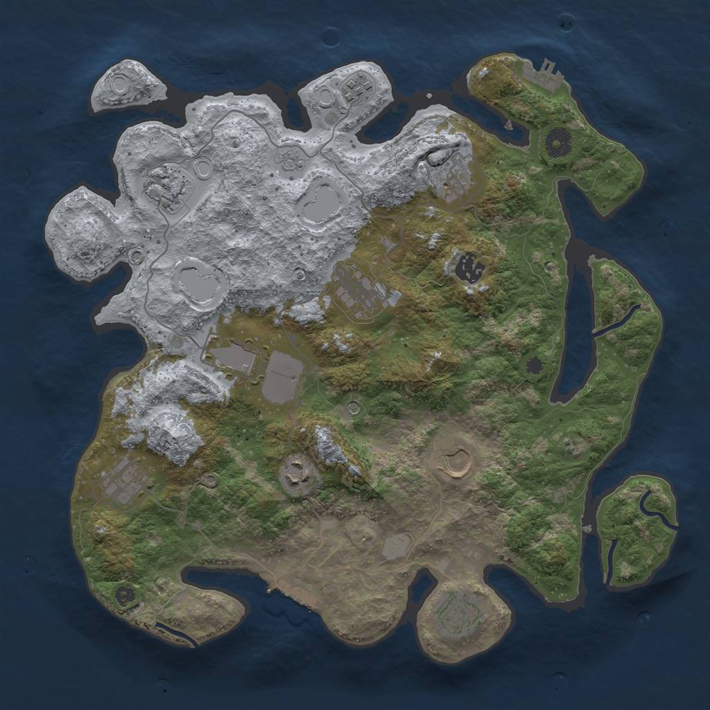 Rust Map: Procedural Map, Size: 3700, Seed: 2085542562, 19 Monuments