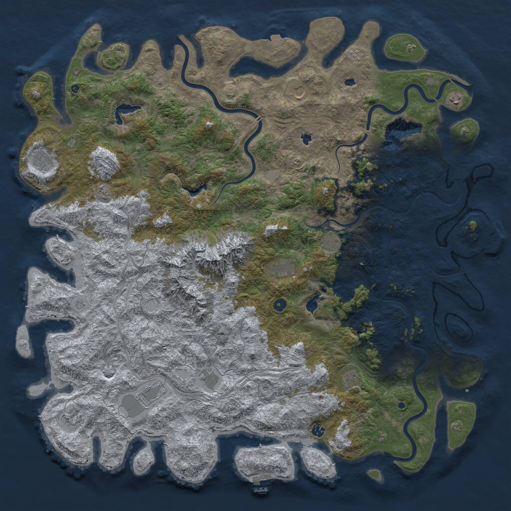 Rust Map: Procedural Map, Size: 6000, Seed: 4156, 17 Monuments