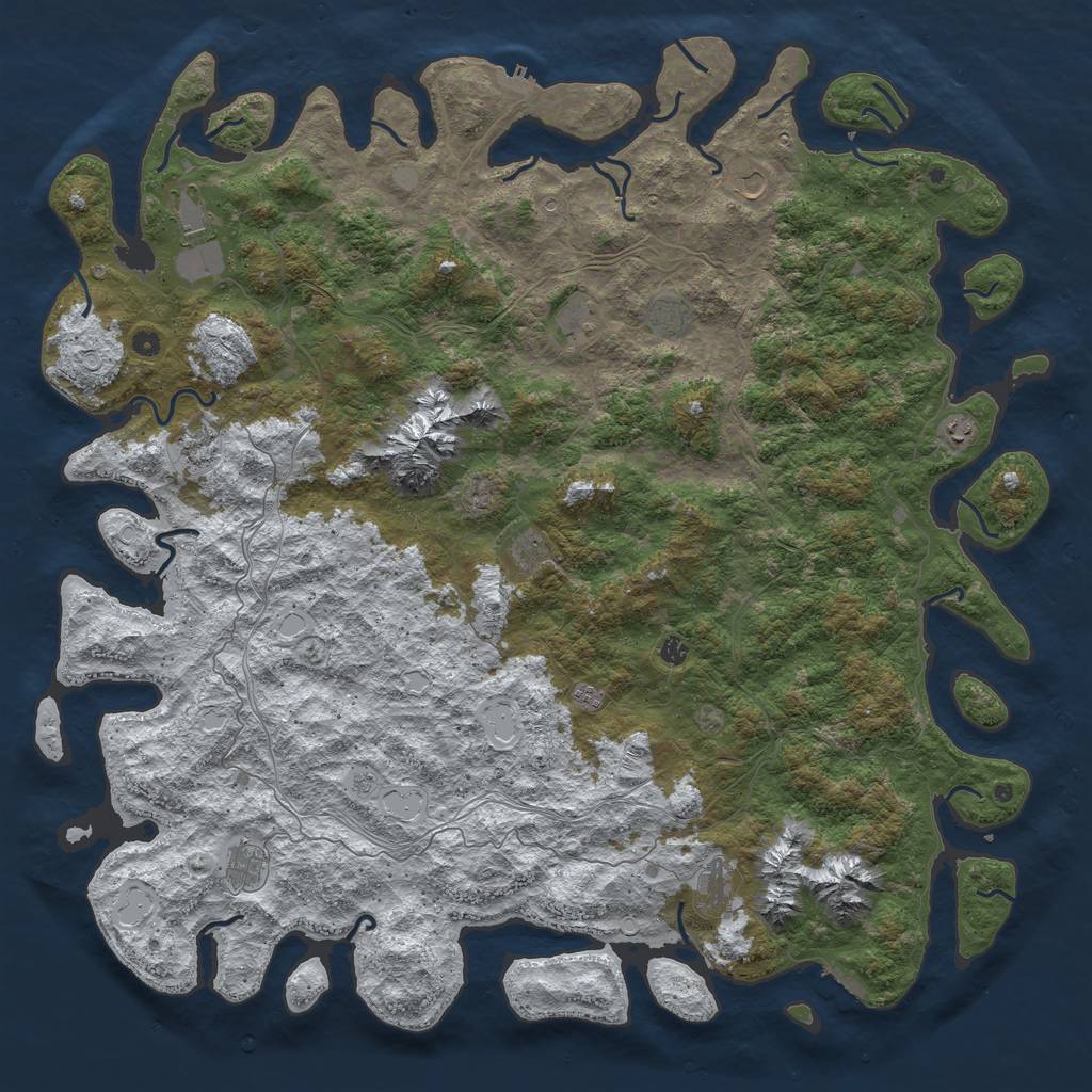 Rust Map: Procedural Map, Size: 6000, Seed: 4156, 20 Monuments