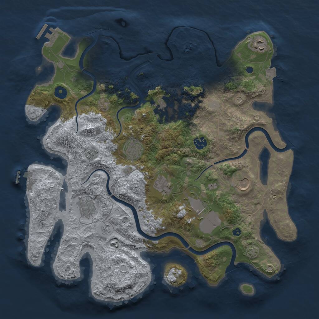 Rust Map: Procedural Map, Size: 3800, Seed: 369877, 15 Monuments