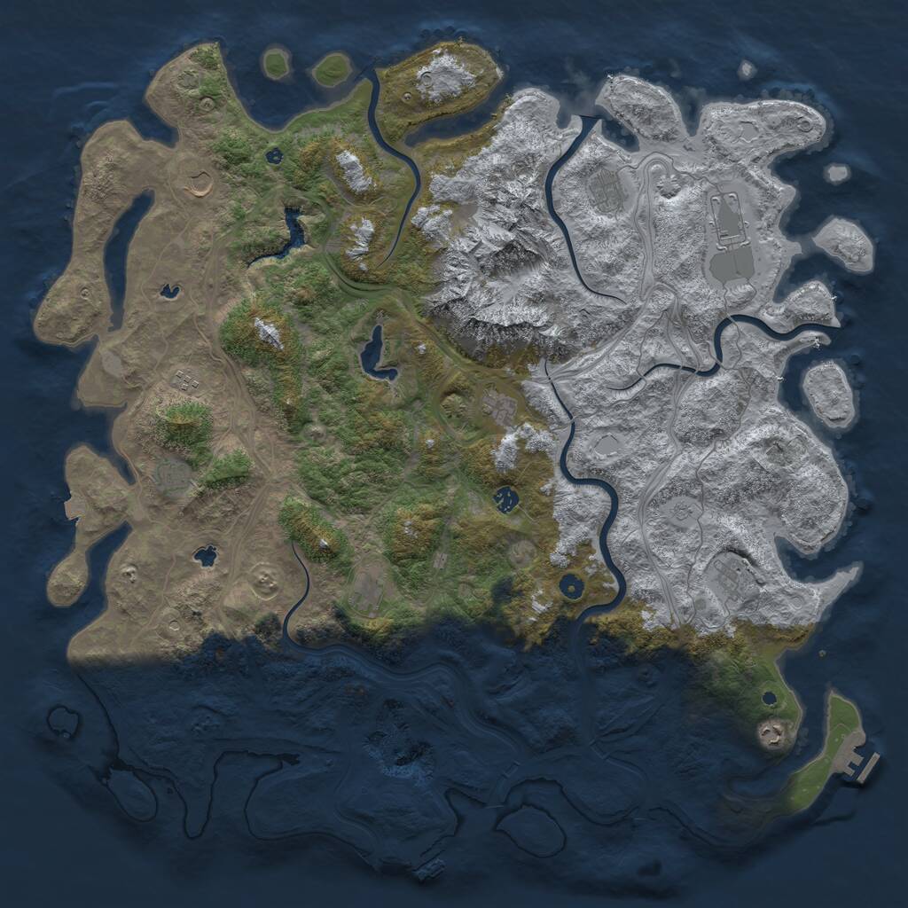 Rust Map: Procedural Map, Size: 5500, Seed: 1407128688, 16 Monuments