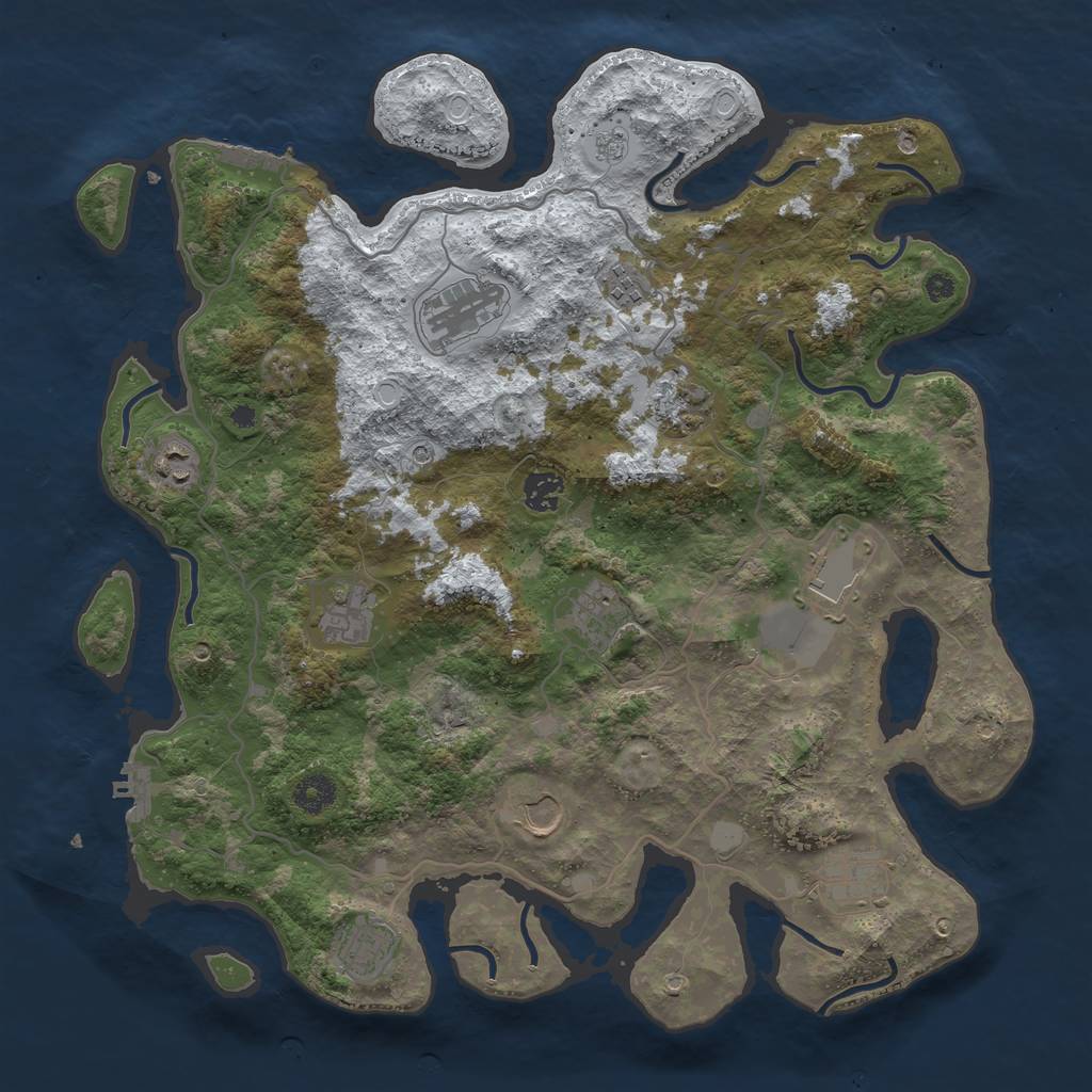 Rust Map: Procedural Map, Size: 4000, Seed: 884236261, 20 Monuments