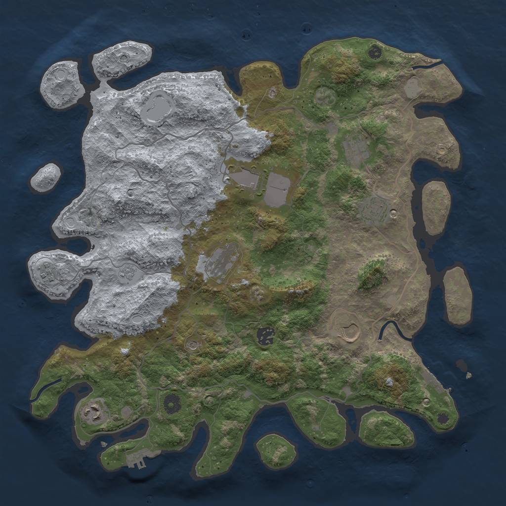 Rust Map: Procedural Map, Size: 4000, Seed: 40409, 17 Monuments