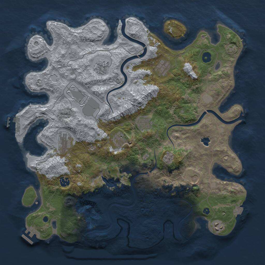 Rust Map: Procedural Map, Size: 4000, Seed: 2065971321, 16 Monuments