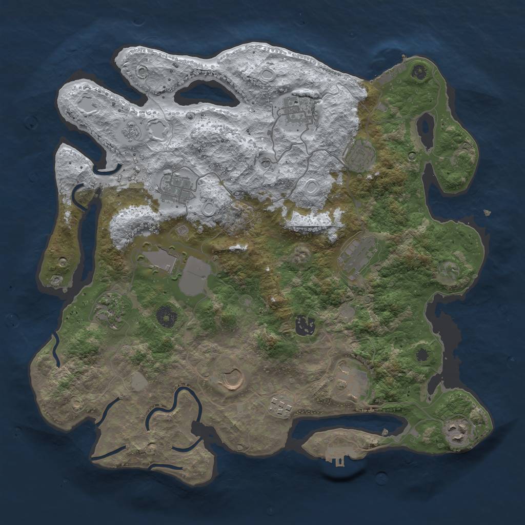 Rust Map: Procedural Map, Size: 3700, Seed: 1172972443, 20 Monuments