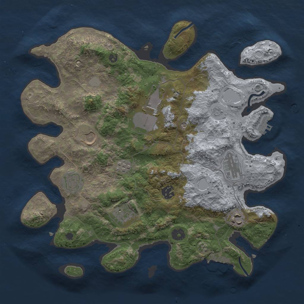 Rust Map: Procedural Map, Size: 3500, Seed: 580659654, 17 Monuments