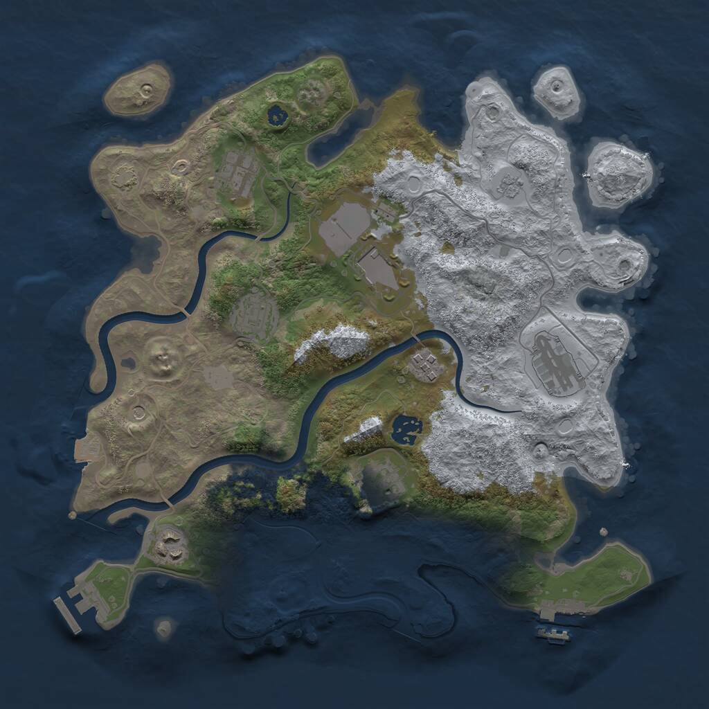 Rust Map: Procedural Map, Size: 3500, Seed: 73167528, 14 Monuments
