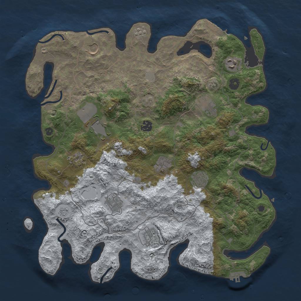 Rust Map: Procedural Map, Size: 4000, Seed: 796616654, 20 Monuments
